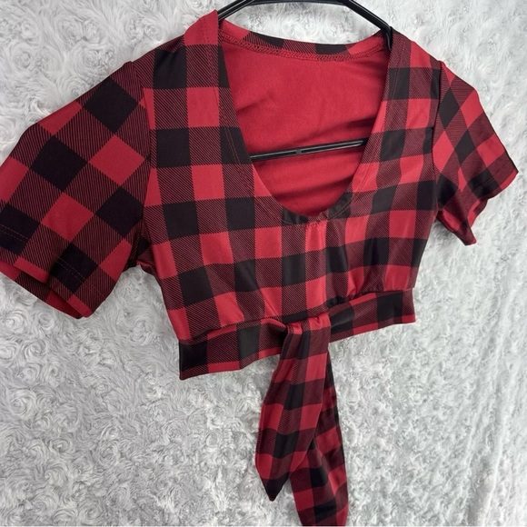 Waitressville Twin Peaks Red Plaid Crop Top Uniform Size XXS Halloween Cosplay - Picture 2 of 9